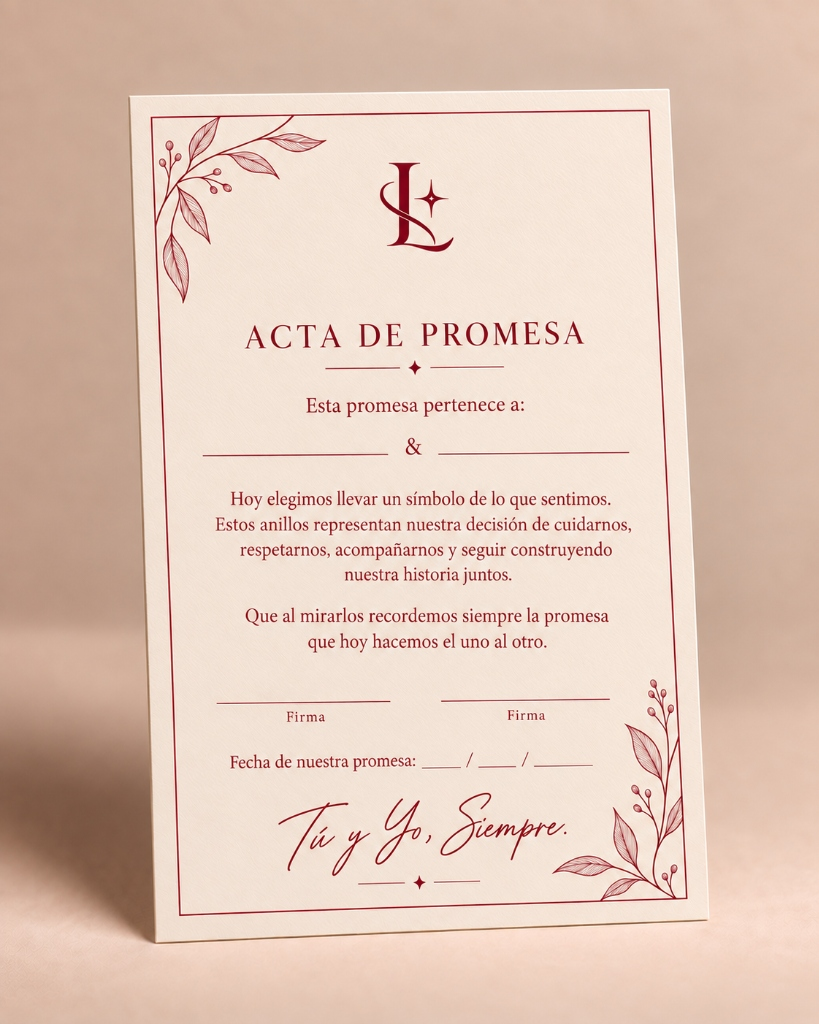 Acta de Promesa oficial de Lumier Joyería con sello de lacre